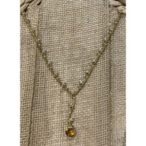 Avon Necklace Briolette Vine Gold Tone Y Drop Rhinestone Extraordinary 16in~19in